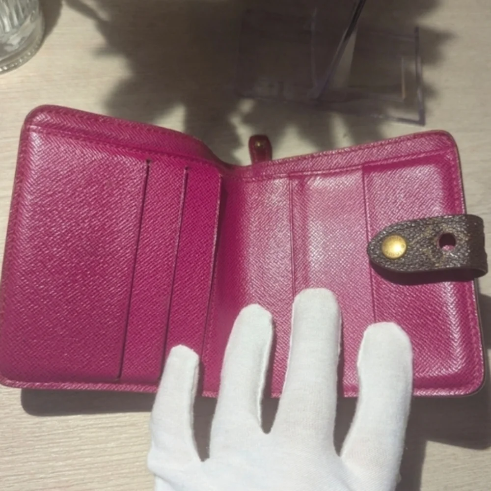 Louis Vuitton Perforated Metallic Brown Wallet with Magenta Interior